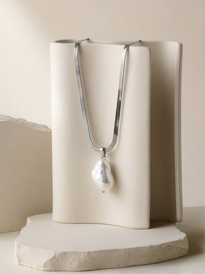 Liquid Static Rhodium Plated Chain Necklace