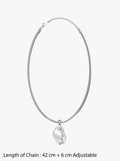 Liquid Static Rhodium Plated Chain Necklace
