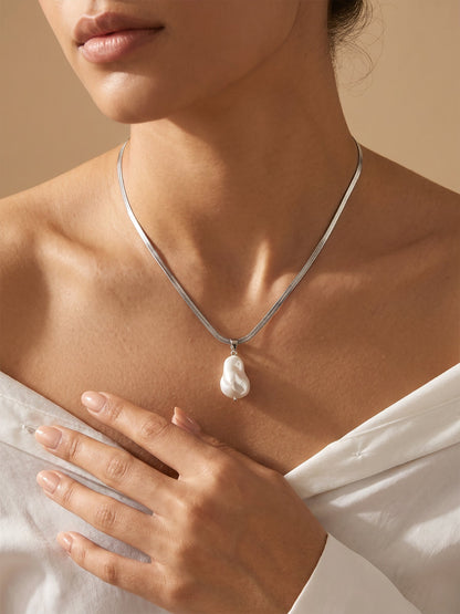 Liquid Static Rhodium Plated Chain Necklace