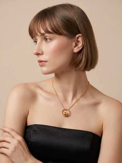Orbit Energy Gold Plated Pendant with Link Chain