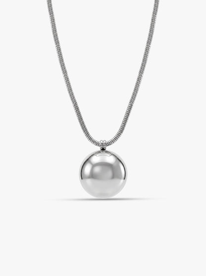 Mirror Ball Rhodium Plated Pendant with Chain