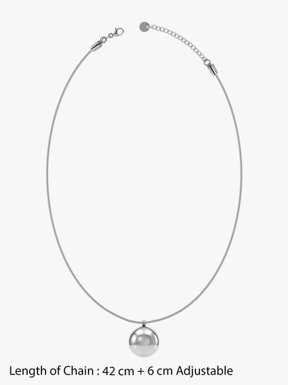 Mirror Ball Rhodium Plated Pendant with Chain