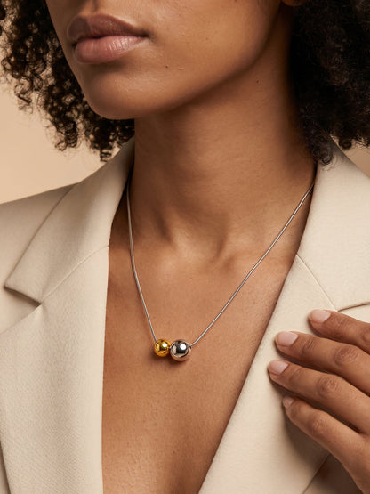 Duo Drift Dual Tone Pendant with Link Chain