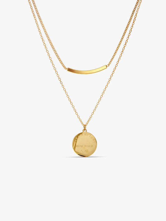 City Stamp Gold Plated Pendant with Chain