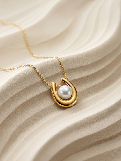 OnnMe by GIVA Main Pearl Energy Gold Plated Pendant with Chain