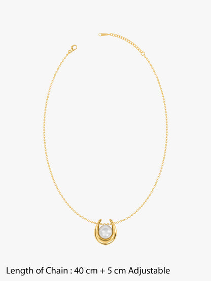 OnnMe by GIVA Main Pearl Energy Gold Plated Pendant with Chain
