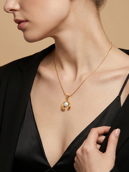 Moon Mood Gold Plated Pendant with Chain