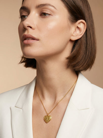 Texture Crush Gold Plated Pendant with Link Chain