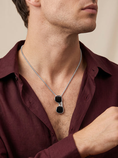 IXIA by GIVA Aviators Rhodium Plated Pendant With Chain For Men