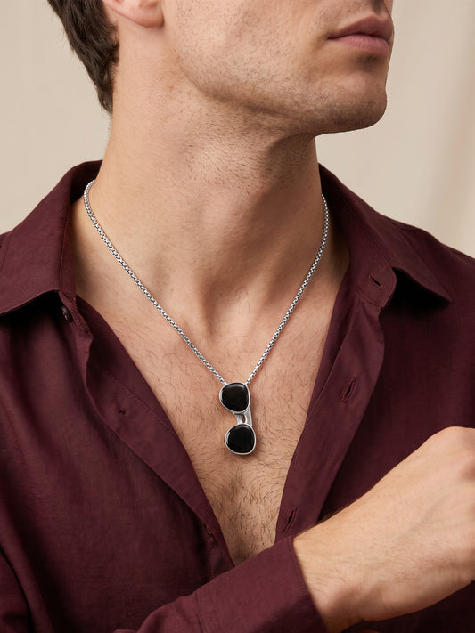 IXIA by GIVA Aviators Rhodium Plated Pendant With Chain For Men