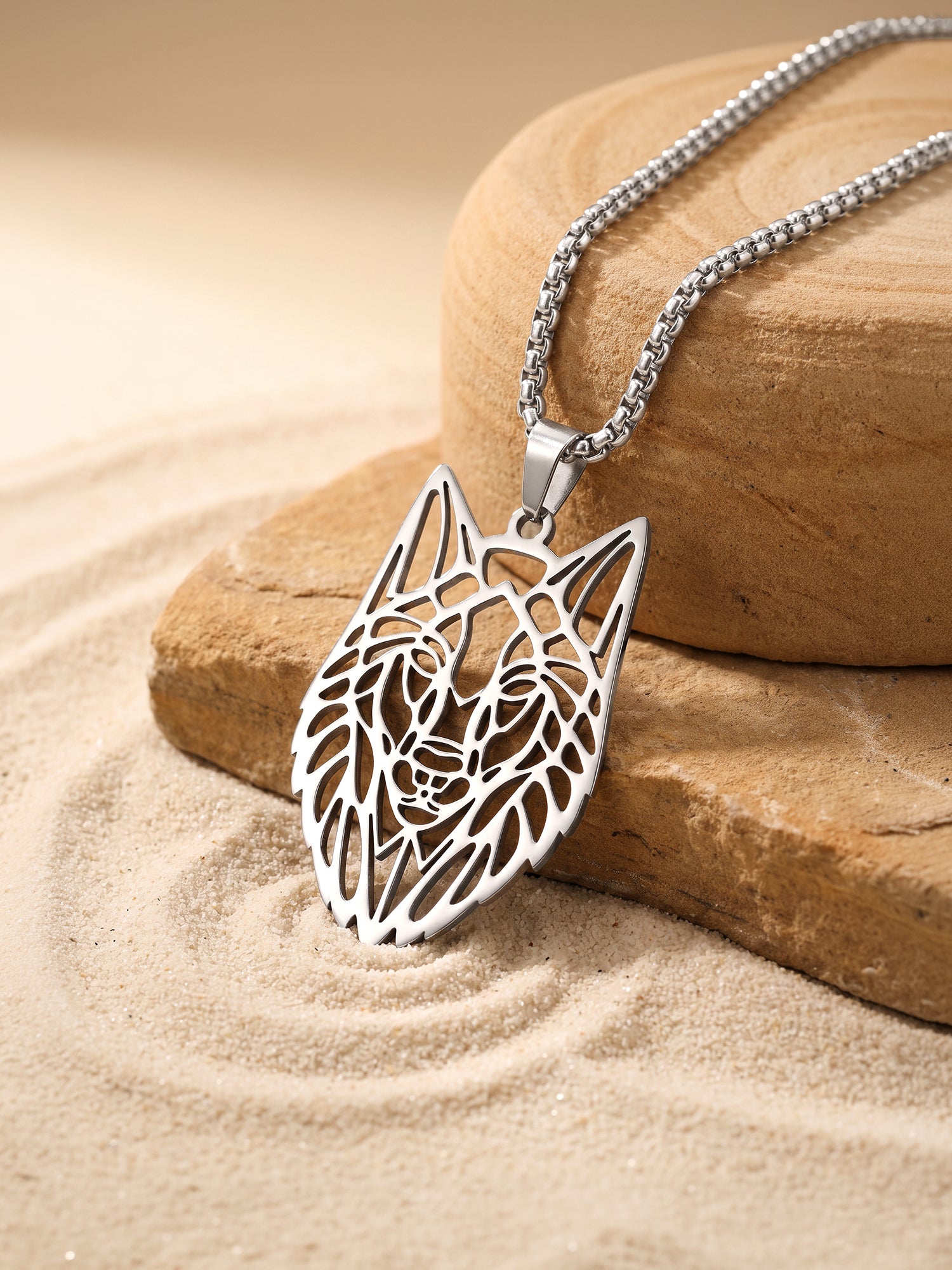 IXIA by Giva Pack Leader Rhodium Plated Pendant With Chain For Men