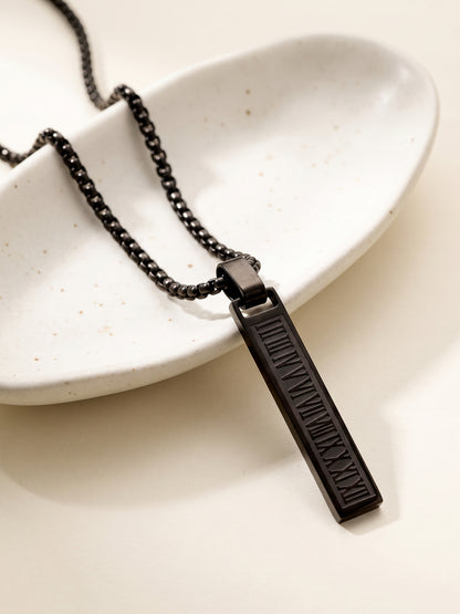 IXIA by GIVA The Chrysler Black Rhodium Pendant With Chain For Men