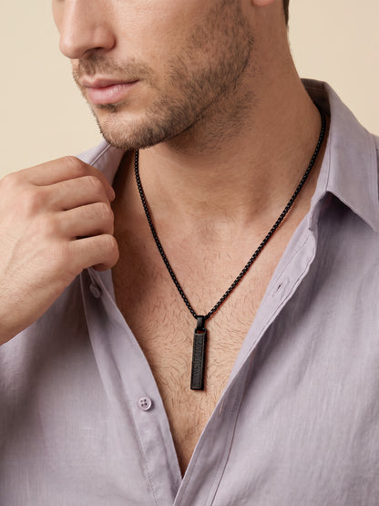 IXIA by GIVA The Chrysler Black Rhodium Pendant With Chain For Men