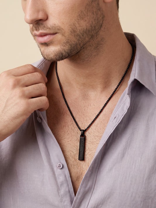 IXIA by GIVA The Chrysler Black Rhodium Pendant With Chain For Men