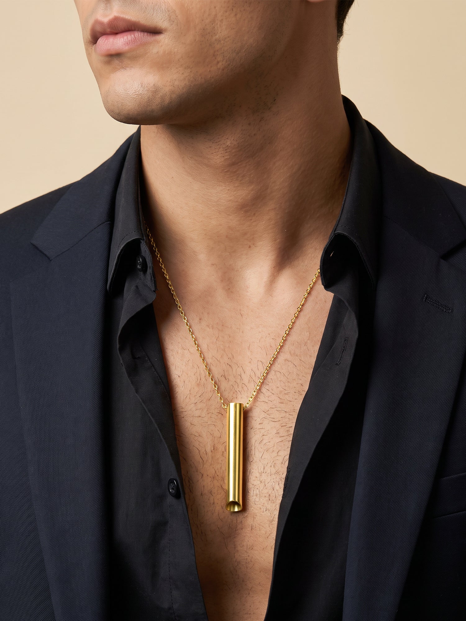 IXIA by GIVA Midas Flute Gold Plated Pendant With Chain For Men
