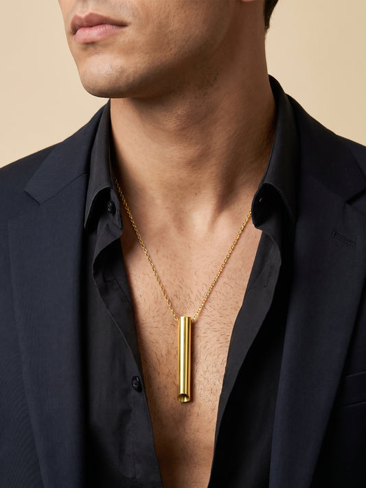 IXIA by GIVA Midas Flute Gold Plated Pendant With Chain For Men