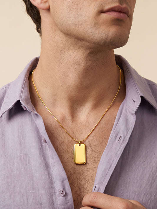 IXIA by GIVA Die Tryin Gold Plated Pendant With Chain For Men