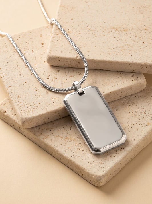 IXIA by GIVA No Ceilings Rhodium Plated Pendant With Chain For Men