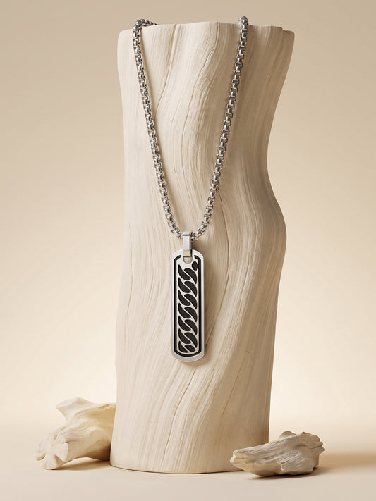 IXIA by GIVA Hustle Mentality Rhodium Plated Pendant With Chain For Men
