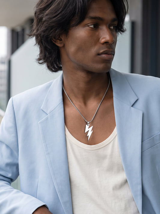 IXIA by GIVA Flashspeed Rhodium Plated Pendant With Chain For Men