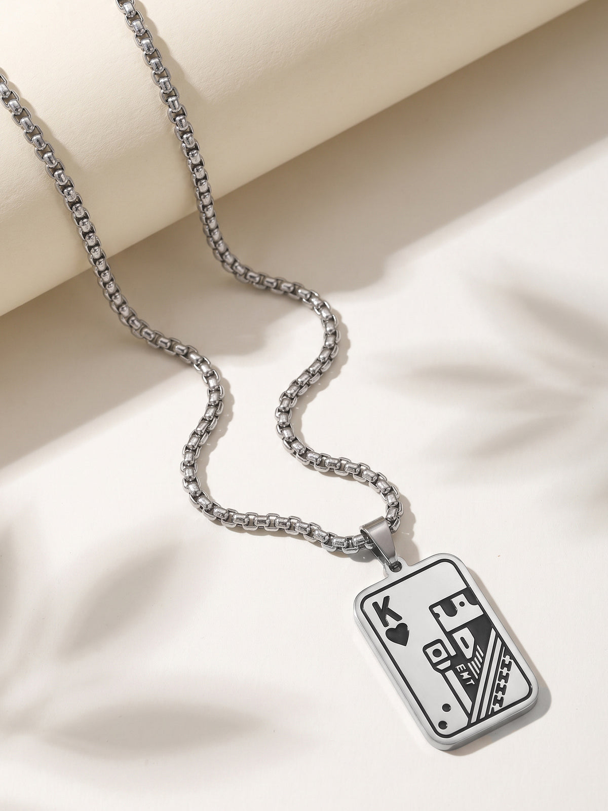 IXIA by GIVA Agent 13 Rhodium Plated Pendant With Chain For Men