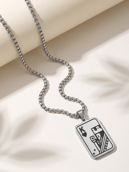 IXIA by GIVA Agent 13 Rhodium Plated Pendant With Chain For Men