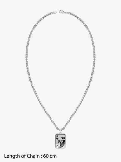 IXIA by GIVA Agent 13 Rhodium Plated Pendant With Chain For Men