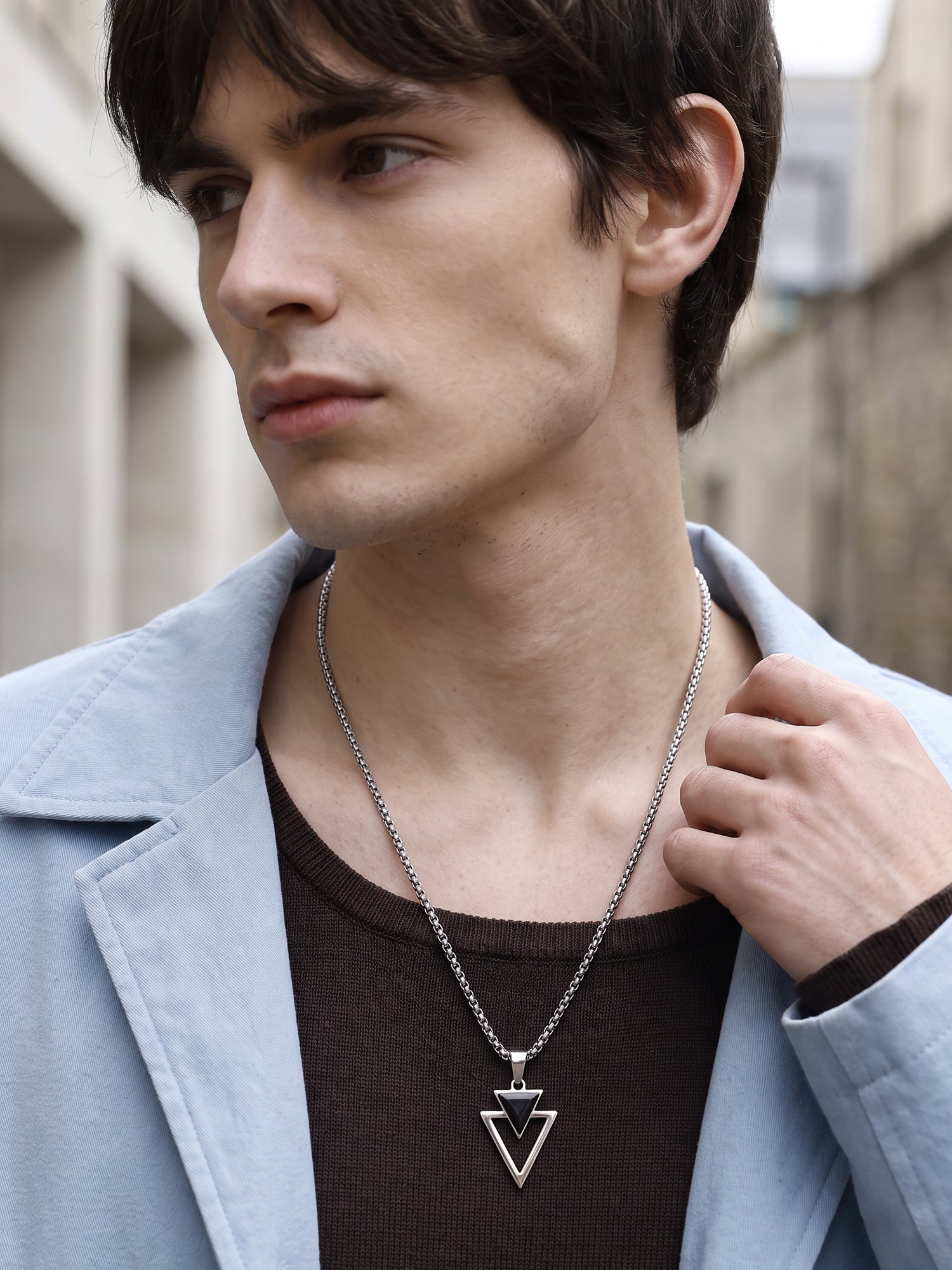 IXIA by GIVA Star City  Rhodium Plated Pendant With Chain For Men