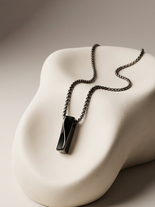 IXIA by GIVA Simulacra Black Rhodium Pendant With Chain For Men