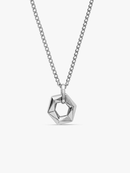 IXIA by GIVA The Polygonist Rhodium Plated Pendant With Chain For Men