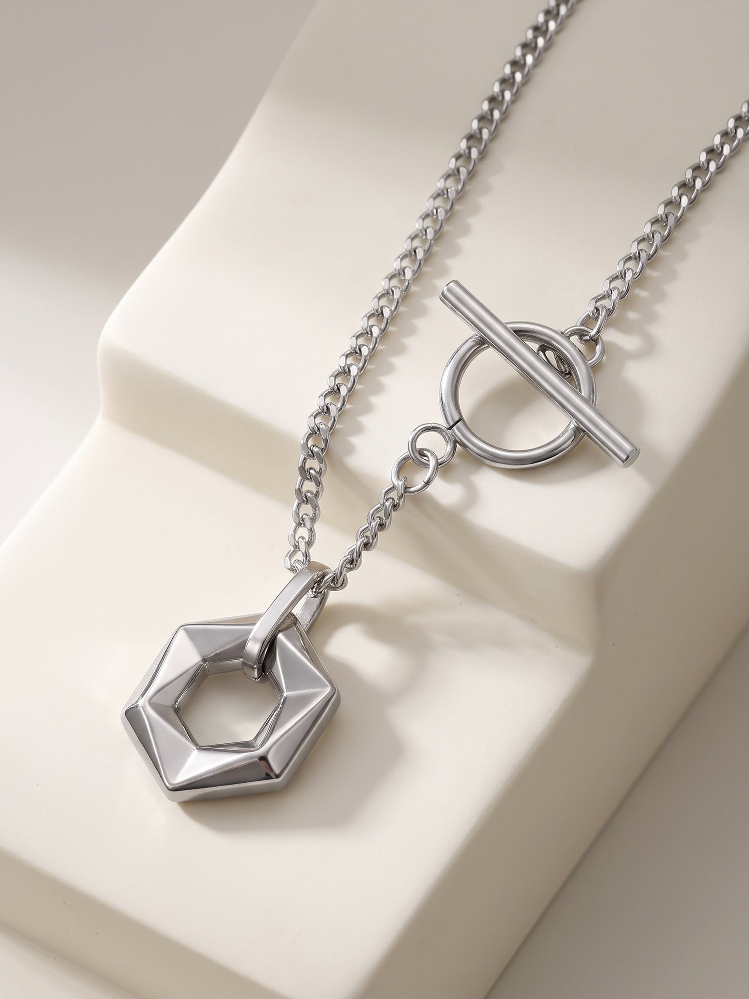 IXIA by GIVA The Polygonist Rhodium Plated Pendant With Chain For Men