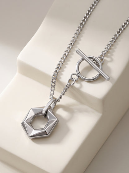 IXIA by GIVA The Polygonist Rhodium Plated Pendant With Chain For Men