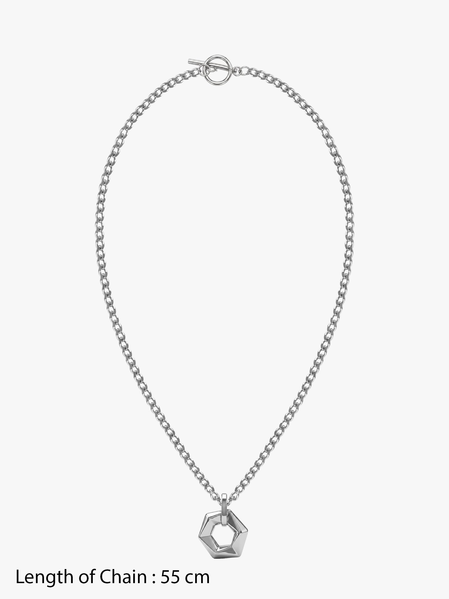 IXIA by GIVA The Polygonist Rhodium Plated Pendant With Chain For Men