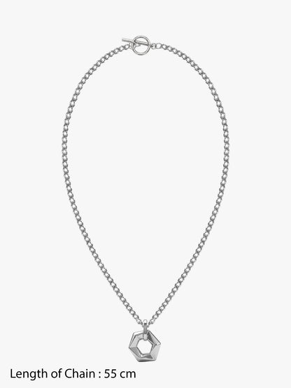 IXIA by GIVA The Polygonist Rhodium Plated Pendant With Chain For Men