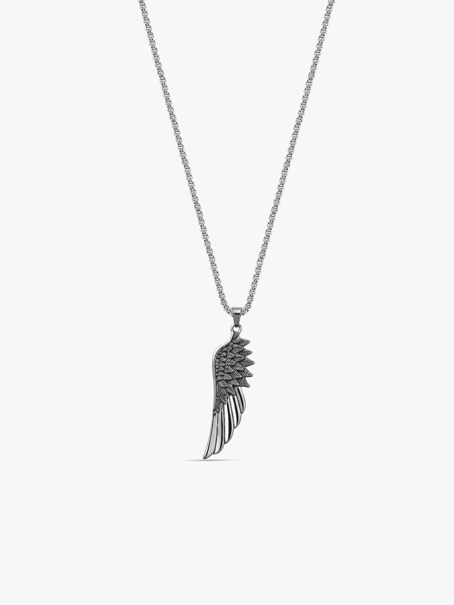 IXIA by GIVA Fallen Angel Matte Rhodium Pendant With Chain For Men