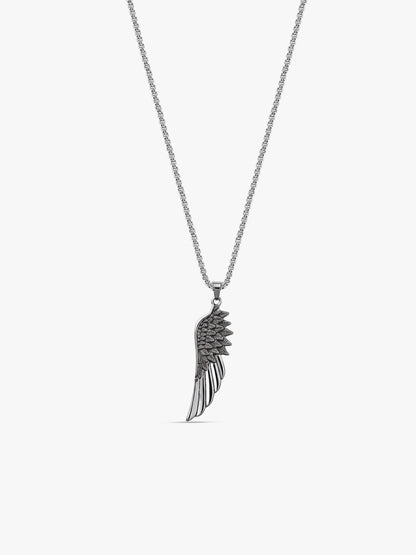 IXIA by GIVA Fallen Angel Matte Rhodium Pendant With Chain For Men