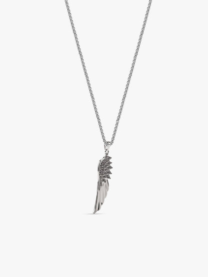 IXIA by GIVA Fallen Angel Matte Rhodium Pendant With Chain For Men