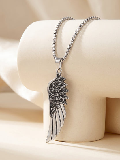 IXIA by GIVA Fallen Angel Matte Rhodium Pendant With Chain For Men