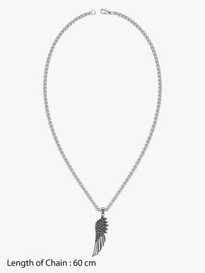IXIA by GIVA Fallen Angel Matte Rhodium Pendant With Chain For Men