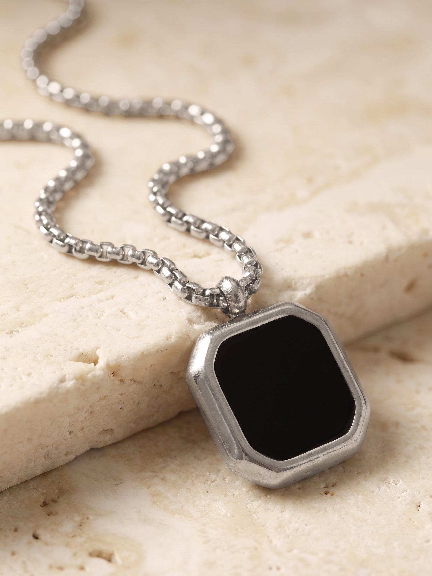 IXIA by GIVA Afterparty Rhodium Plated Pendant With Chain For Men