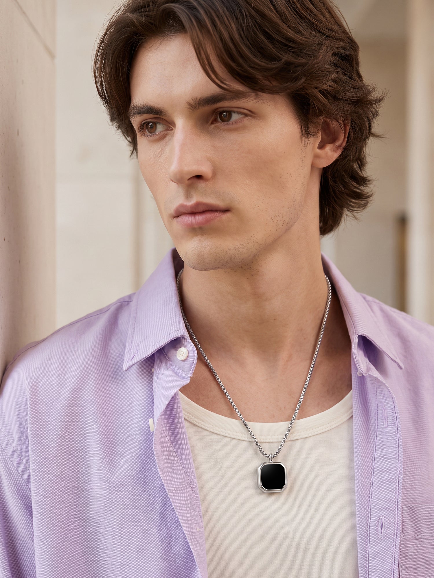 IXIA by GIVA Afterparty Rhodium Plated Pendant With Chain For Men