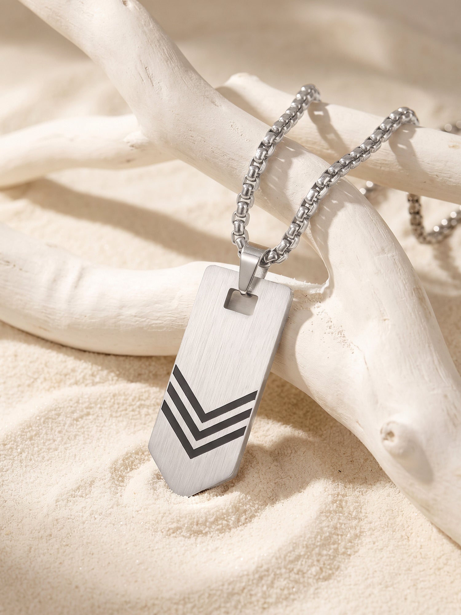 IXIA by GIVA Scroll Up Rhodium Plated Pendant With Chain For Men