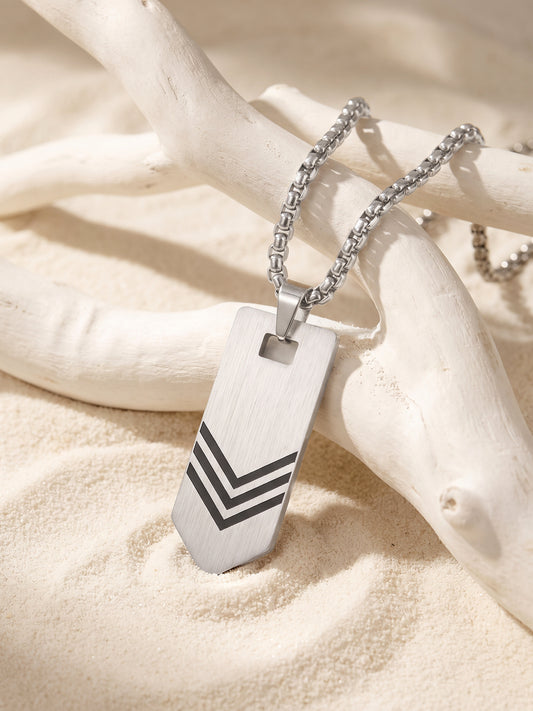 IXIA by GIVA Scroll Up Rhodium Plated Pendant With Chain For Men