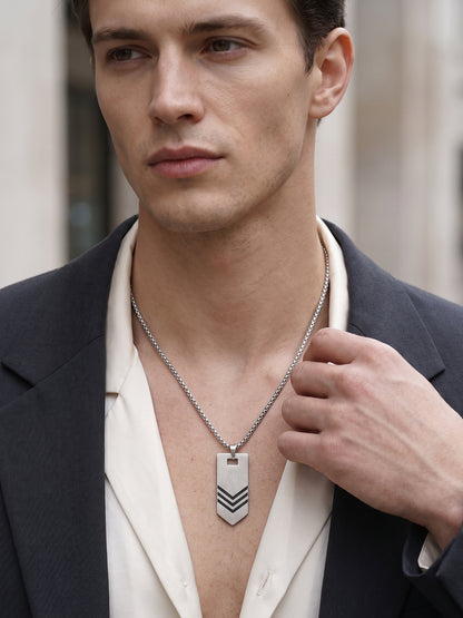 IXIA by GIVA Scroll Up Rhodium Plated Pendant With Chain For Men