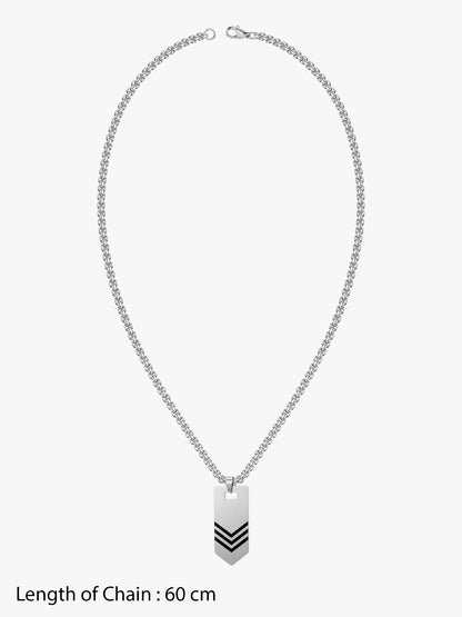 IXIA by GIVA Scroll Up Rhodium Plated Pendant With Chain For Men