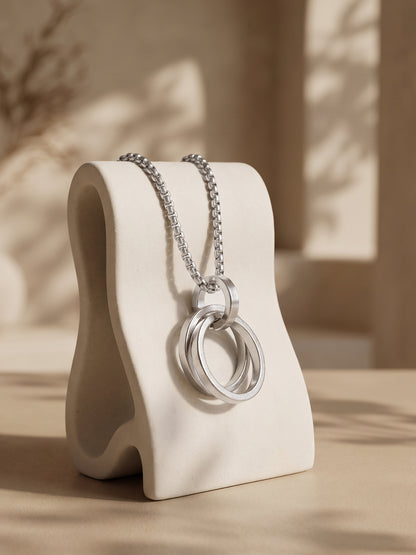 IXIA by GIVA Venn Diagram Rhodium Plated Pendant With Chain For Men