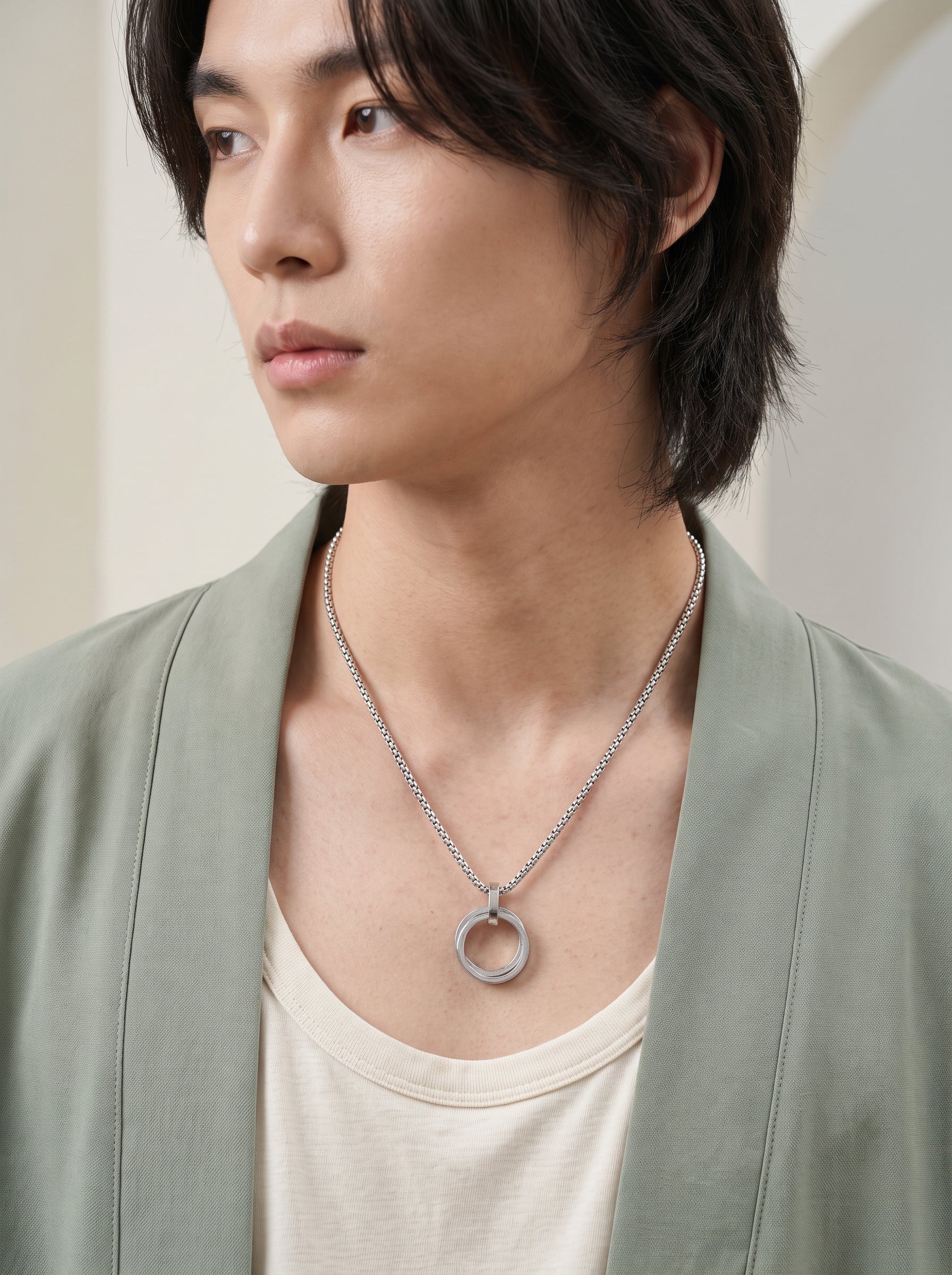 IXIA by GIVA Venn Diagram Rhodium Plated Pendant With Chain For Men