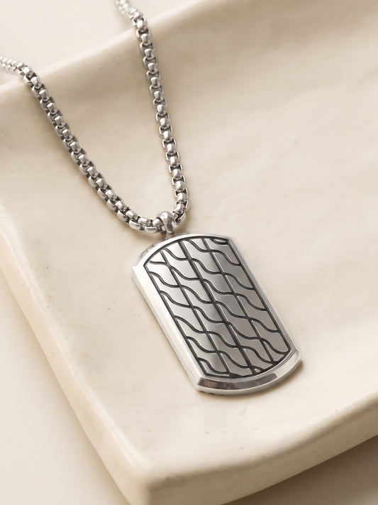 IXIA by GIVA Chasing Pavements Rhodium Plated Pendant With Chain For Men