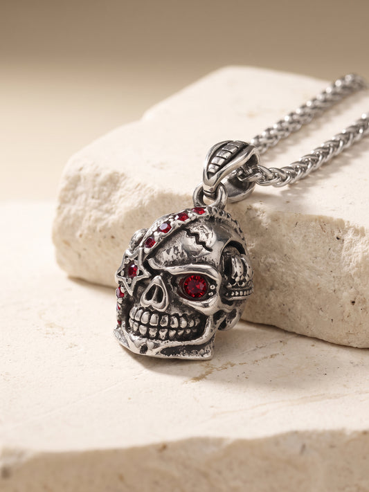 IXIA by GIVA Old Punk Matte Rhodium Pendant With Chain For Men
