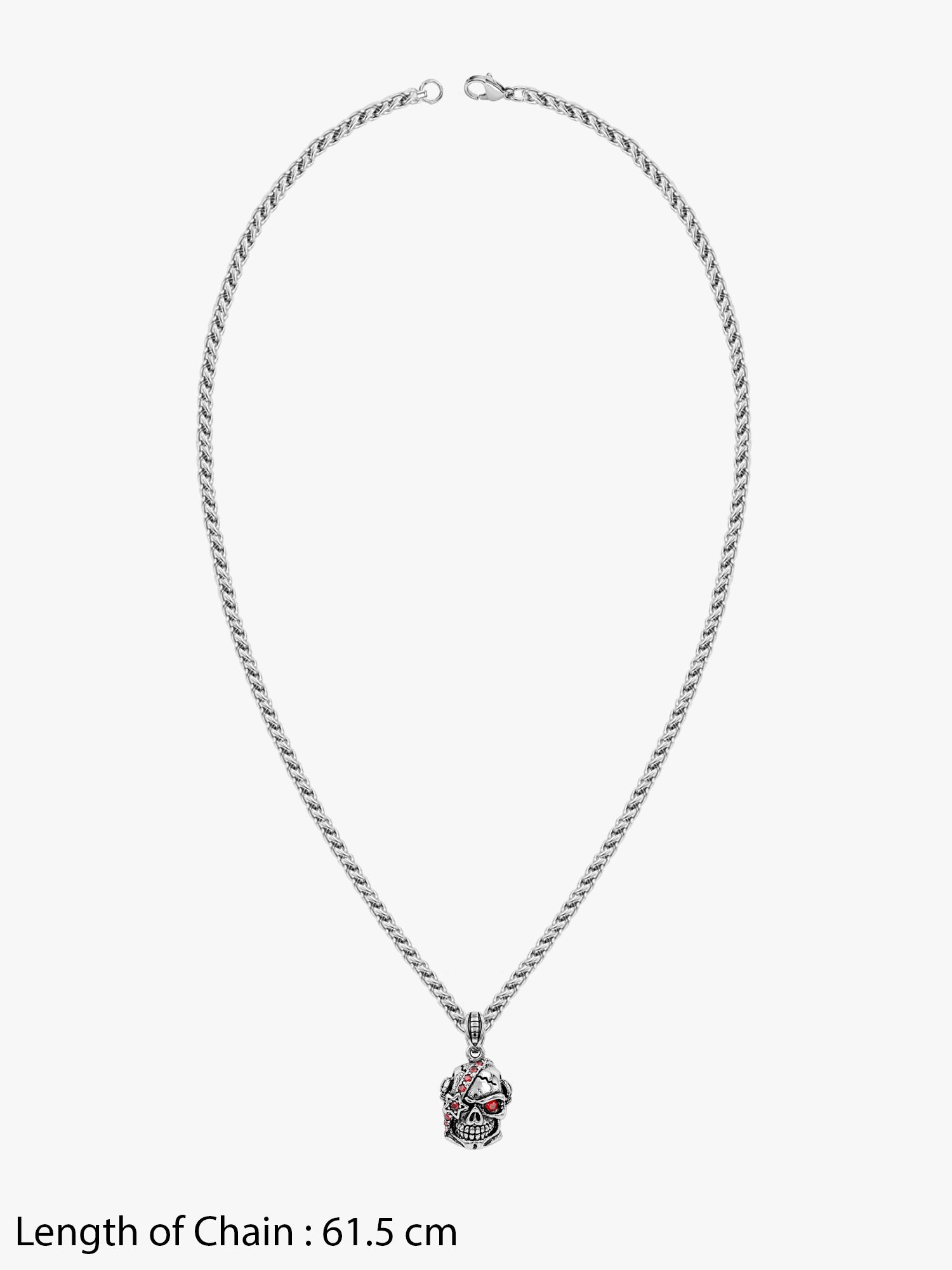 IXIA by GIVA Old Punk Matte Rhodium Pendant With Chain For Men
